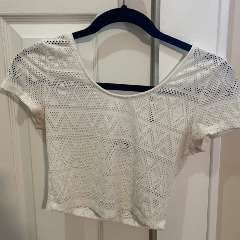 White see through crop top